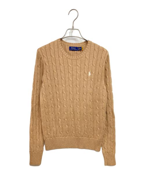 POLO RALPH LAUREN（ポロ・ラルフローレン）POLO RALPH LAUREN (ポロ・ラルフローレン) ポニー刺繍ケーブルニット ブラウン サイズ:Sの古着・服飾アイテム
