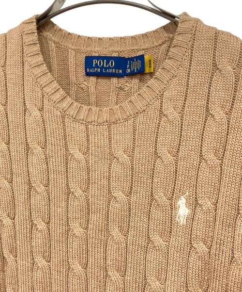 POLO RALPH LAUREN（ポロ・ラルフローレン）POLO RALPH LAUREN (ポロ・ラルフローレン) ポニー刺繍ケーブルニット ブラウン サイズ:Sの古着・服飾アイテム
