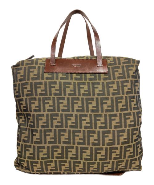 FENDI（フェンディ）FENDI (フェンディ) 折り畳みズッカ柄トートバッグ ブラウンの古着・服飾アイテム