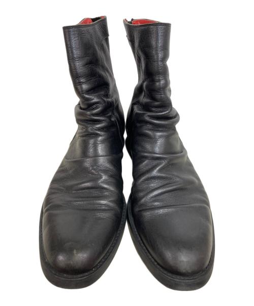 NO ID.（ノーアイディー）NO ID. (ノーアイディー) キップスムースバックZIPドレープブーツ ブラック サイズ:44の古着・服飾アイテム