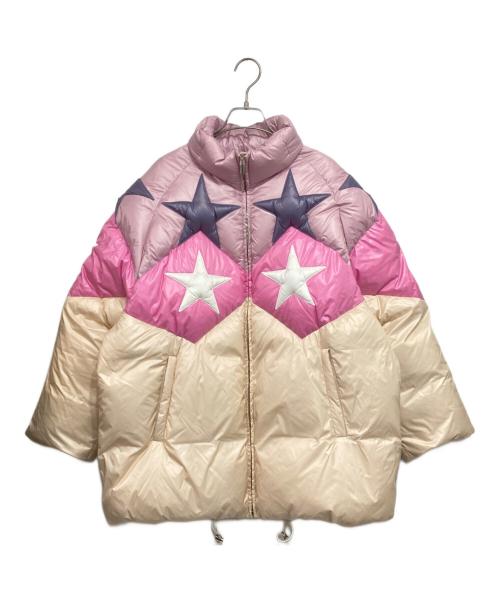 MIU MIU（ミュウミュウ）MIU MIU (ミュウミュウ) 星型パッチダウンジャケット パープル×ライトピンク サイズ:38の古着・服飾アイテム