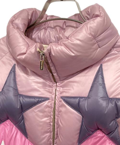 MIU MIU（ミュウミュウ）MIU MIU (ミュウミュウ) 星型パッチダウンジャケット パープル×ライトピンク サイズ:38の古着・服飾アイテム