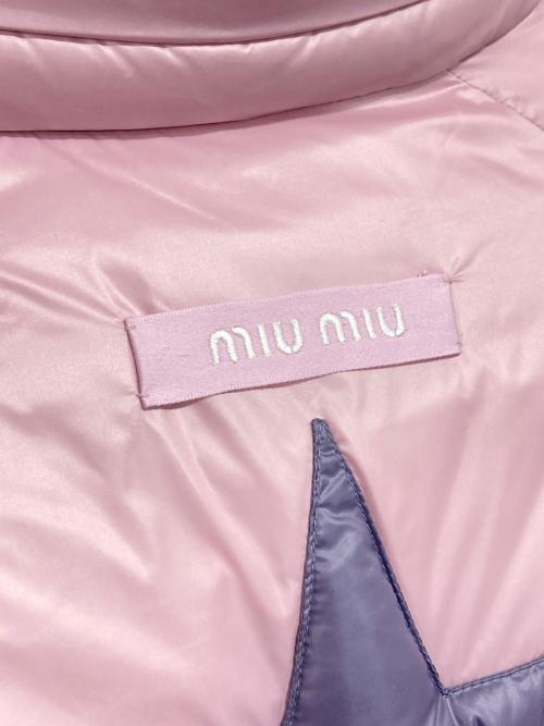 MIU MIU（ミュウミュウ）MIU MIU (ミュウミュウ) 星型パッチダウンジャケット パープル×ライトピンク サイズ:38の古着・服飾アイテム