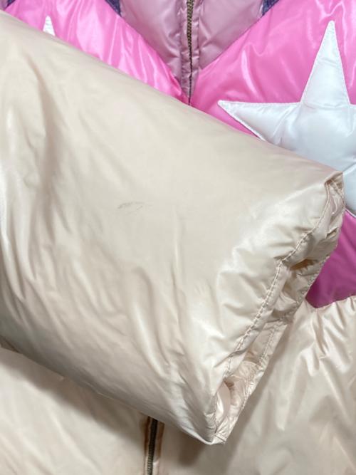 MIU MIU（ミュウミュウ）MIU MIU (ミュウミュウ) 星型パッチダウンジャケット パープル×ライトピンク サイズ:38の古着・服飾アイテム