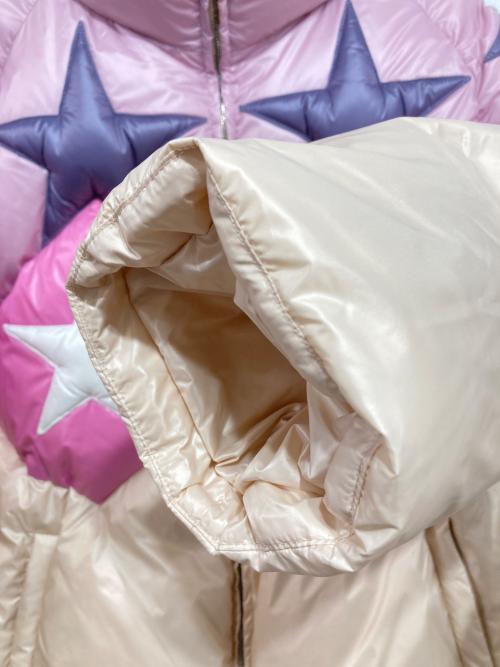 MIU MIU（ミュウミュウ）MIU MIU (ミュウミュウ) 星型パッチダウンジャケット パープル×ライトピンク サイズ:38の古着・服飾アイテム