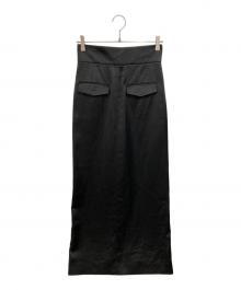 ASTRAET（アストラット）の古着「サテン フラップポケット タイトスカート」｜ブラック