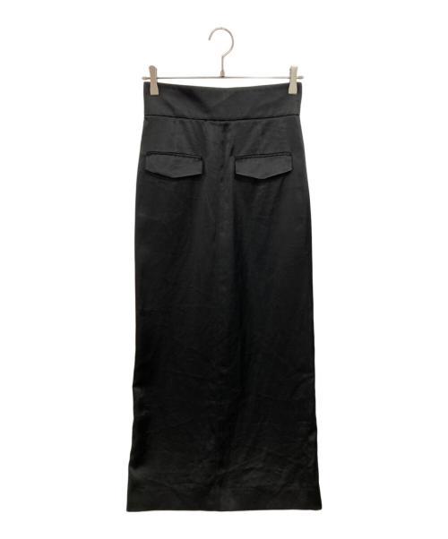 ASTRAET（アストラット）ASTRAET (アストラット) サテン フラップポケット タイトスカート ブラックの古着・服飾アイテム