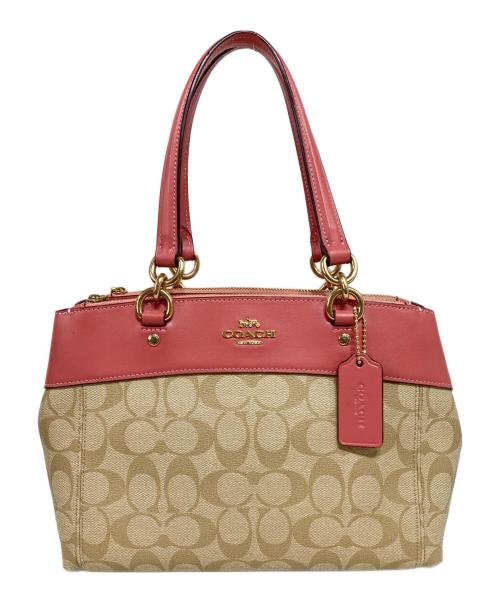 COACH（コーチ）COACH (コーチ) シグネチャー ミニ ブルック ハンドバッグ ピンクベージュの古着・服飾アイテム