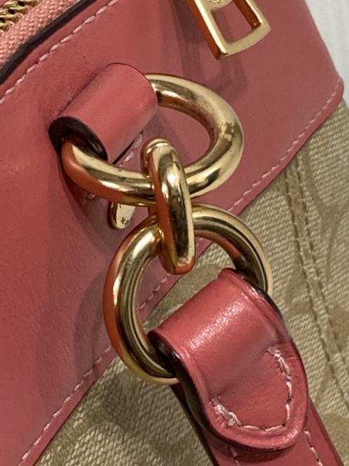 COACH（コーチ）COACH (コーチ) シグネチャー ミニ ブルック ハンドバッグ ピンクベージュの古着・服飾アイテム