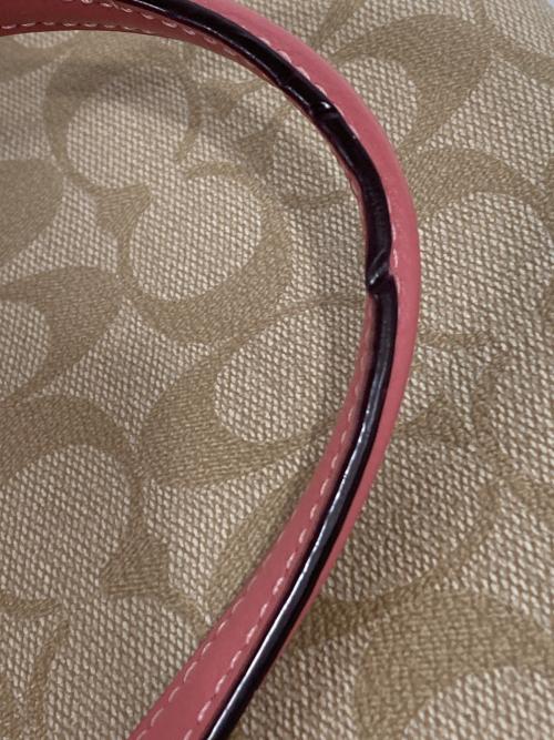 COACH（コーチ）COACH (コーチ) シグネチャー ミニ ブルック ハンドバッグ ピンクベージュの古着・服飾アイテム