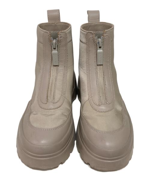 HUNTER（ハンター）HUNTER (ハンター) エクスプローラー アンクル ジップ フラットフォームブーツ ベージュ サイズ:38の古着・服飾アイテム