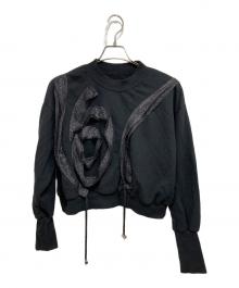 HOUGA（ホウガ）の古着「クロップドフリルスエット」｜ブラック