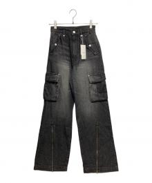 MURUA（ムルーア）の古着「ジップヘムカーゴデニムパンツ」｜ブラック