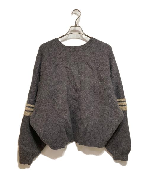 MAISONPRINCE（メゾンプリンス）maisonprince (メゾンプリンス) ドルマンスリーブ サイドライン Vネック ニット グレー サイズ:Fの古着・服飾アイテム