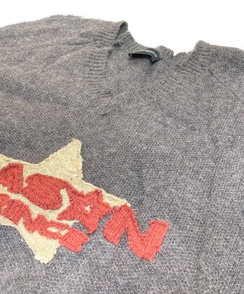 MAISONPRINCE（メゾンプリンス）maisonprince (メゾンプリンス) ドルマンスリーブ サイドライン Vネック ニット グレー サイズ:Fの古着・服飾アイテム