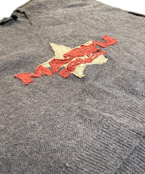 MAISONPRINCE（メゾンプリンス）maisonprince (メゾンプリンス) ドルマンスリーブ サイドライン Vネック ニット グレー サイズ:Fの古着・服飾アイテム