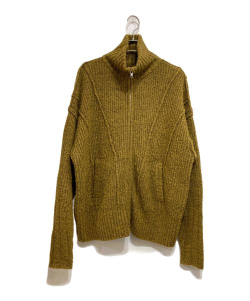 VIAVANDA（ヴィアヴァンダ）viavanda (ヴィアヴァンダ) DOUBLE ZIP WOOL KNIT CARDIGAN カーキ サイズ:Fの古着・服飾アイテム