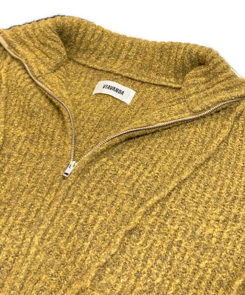 VIAVANDA（ヴィアヴァンダ）viavanda (ヴィアヴァンダ) DOUBLE ZIP WOOL KNIT CARDIGAN カーキ サイズ:Fの古着・服飾アイテム