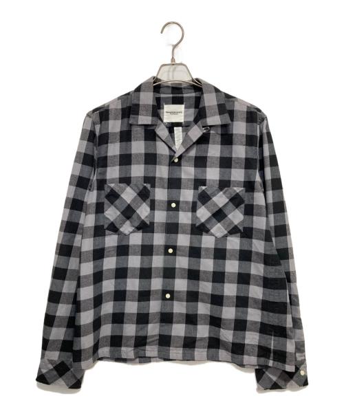 TAKAHIROMIYASHITA TheSoloIst.（タカヒロミヤシタ ザソロイスト）TAKAHIROMIYASHITA TheSoloIst. (タカヒロミヤシタ ザソロイスト) PRIMALOFT Nel Open Collar Check Shirt グレー×ブラック サイズ:48の古着・服飾アイテム