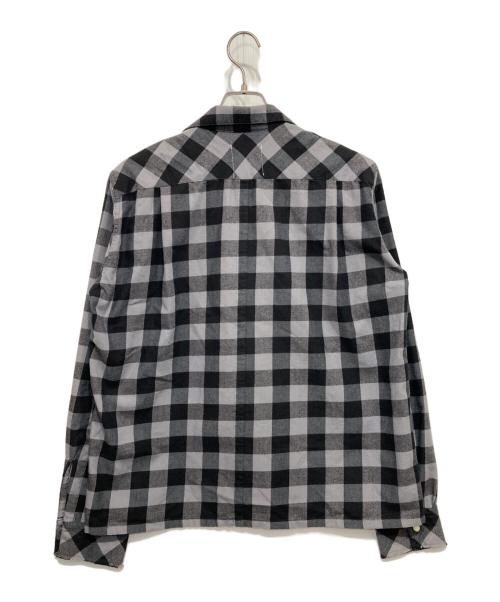TAKAHIROMIYASHITA TheSoloIst.（タカヒロミヤシタ ザソロイスト）TAKAHIROMIYASHITA TheSoloIst. (タカヒロミヤシタ ザソロイスト) PRIMALOFT Nel Open Collar Check Shirt グレー×ブラック サイズ:48の古着・服飾アイテム