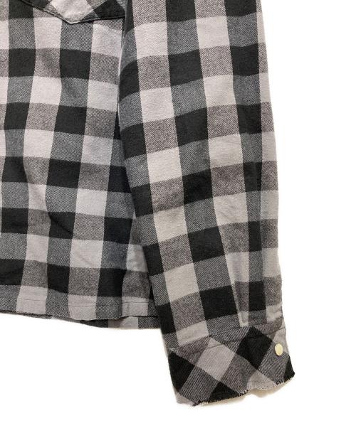 TAKAHIROMIYASHITA TheSoloIst.（タカヒロミヤシタ ザソロイスト）TAKAHIROMIYASHITA TheSoloIst. (タカヒロミヤシタ ザソロイスト) PRIMALOFT Nel Open Collar Check Shirt グレー×ブラック サイズ:48の古着・服飾アイテム