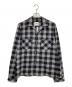 TAKAHIROMIYASHITA TheSoloIst.（タカヒロミヤシタ ザソロイスト）の古着「PRIMALOFT Nel Open Collar Check Shirt」｜グレー×ブラック