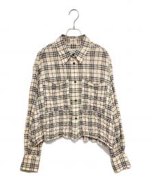 IENA（イエナ）の古着「シャーリングチェックショートシャツ」｜ベージュ