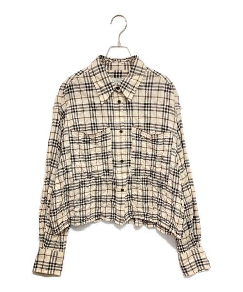 IENA（イエナ）IENA (イエナ) シャーリングチェックショートシャツ ベージュ サイズ:-の古着・服飾アイテム