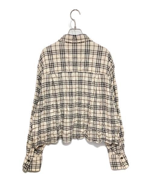 IENA（イエナ）IENA (イエナ) シャーリングチェックショートシャツ ベージュ サイズ:-の古着・服飾アイテム