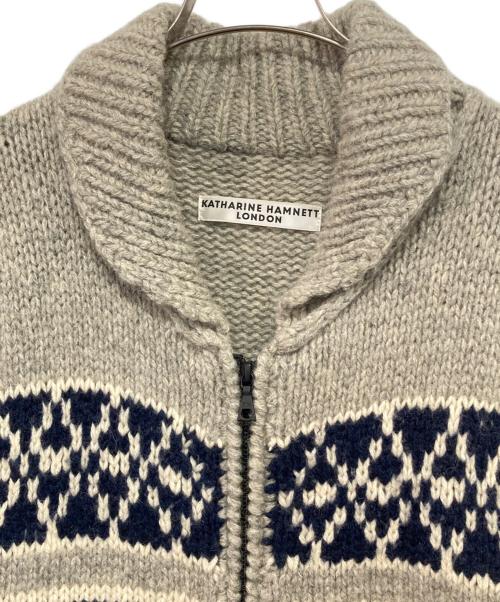 KATHARINE HAMNETT（キャサリンハムネット）KATHARINE HAMNETT (キャサリンハムネット) ニットジャケット ネイビー×ライトグレー サイズ:-の古着・服飾アイテム