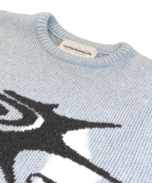 CARNE BOLLENTE（カルネボレンテ）CARNE BOLLENTE (カルネボレンテ) Cartoon Wetwork KNIT ブルー サイズ:Mの古着・服飾アイテム