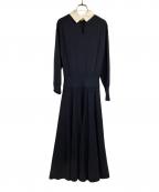 martiniqueマルティニーク）の古着「ウーステッドウールクレリックワンピース」｜ネイビー