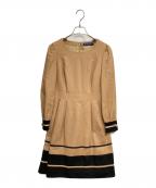 M'S GRACYエムズグレイシー）の古着「ウールリボン膝丈ワンピース」｜ブラウン