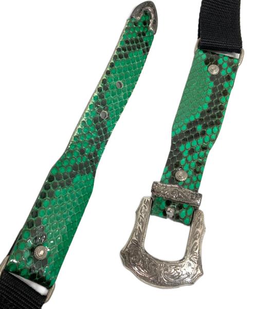 TOGA PULLA（トーガ プルラ）TOGA PULLA (トーガ プルラ) レザーコンビベルト グリーン×ブラックの古着・服飾アイテム