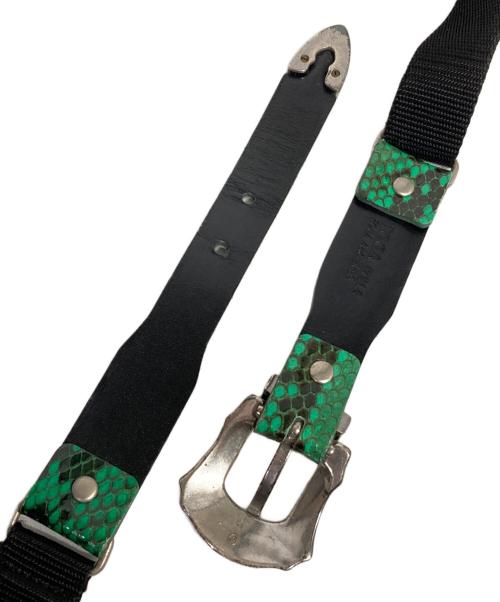 TOGA PULLA（トーガ プルラ）TOGA PULLA (トーガ プルラ) レザーコンビベルト グリーン×ブラックの古着・服飾アイテム