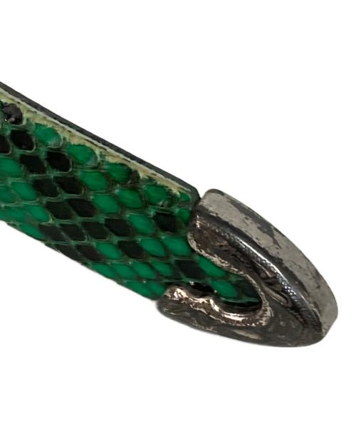 TOGA PULLA（トーガ プルラ）TOGA PULLA (トーガ プルラ) レザーコンビベルト グリーン×ブラックの古着・服飾アイテム