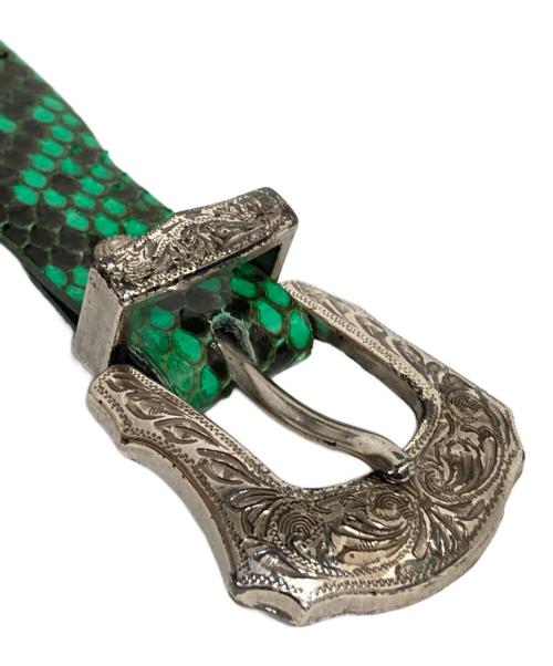 TOGA PULLA（トーガ プルラ）TOGA PULLA (トーガ プルラ) レザーコンビベルト グリーン×ブラックの古着・服飾アイテム