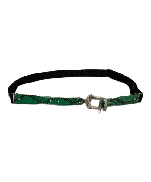 TOGA PULLA（トーガ プルラ）TOGA PULLA (トーガ プルラ) レザーコンビベルト グリーン×ブラックの古着・服飾アイテム