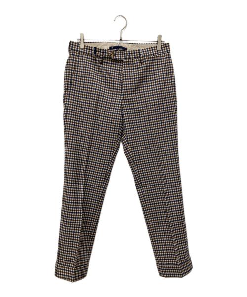 BEAMS F（ビームスエフ）BEAMS F (ビームスエフ) G.T.A (ジーティーアー) ガンクラブチェックラナウールスラックス ブルー×ベージュ サイズ:46の古着・服飾アイテム