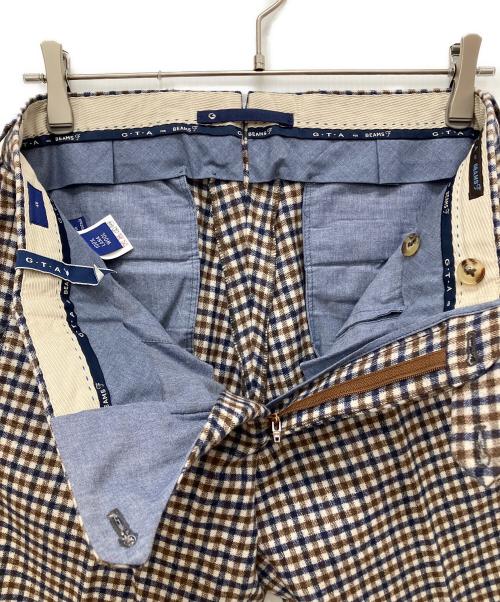 BEAMS F（ビームスエフ）BEAMS F (ビームスエフ) G.T.A (ジーティーアー) ガンクラブチェックラナウールスラックス ブルー×ベージュ サイズ:46の古着・服飾アイテム