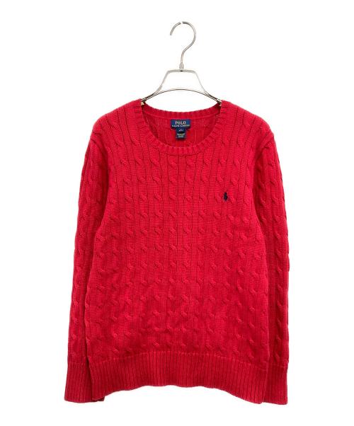 POLO RALPH LAUREN（ポロ・ラルフローレン）POLO RALPH LAUREN (ポロ・ラルフローレン) ケーブルニット レッド サイズ:Lの古着・服飾アイテム