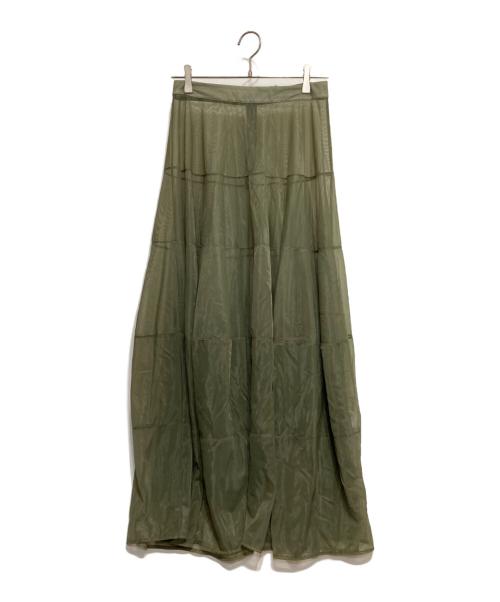 JIL SANDER（ジルサンダー）JIL SANDER (ジルサンダー) レイヤーチュールスカート グリーン サイズ:34の古着・服飾アイテム