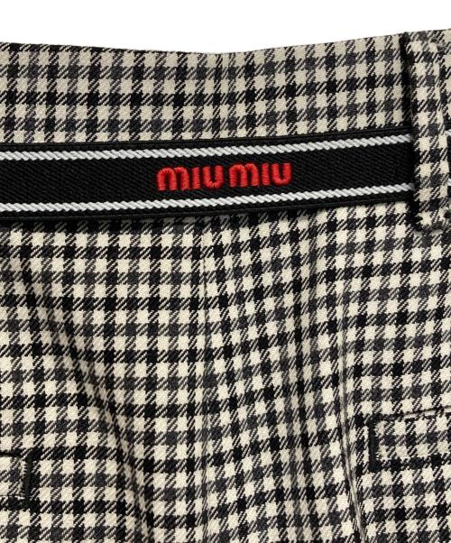 MIU MIU（ミュウミュウ）MIU MIU (ミュウミュウ) ギンガムチェックバージンウールパンツ グレー サイズ:38の古着・服飾アイテム