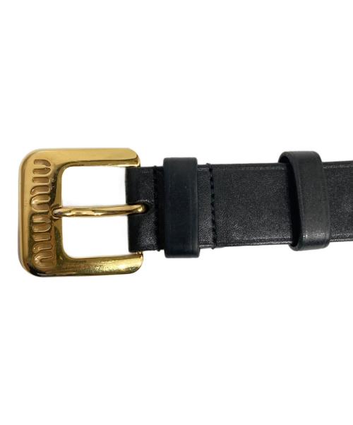 MIU MIU（ミュウミュウ）MIU MIU (ミュウミュウ) ロゴバックル ナッパレザーベルト ブラックの古着・服飾アイテム