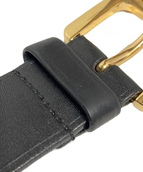 MIU MIU（ミュウミュウ）MIU MIU (ミュウミュウ) ロゴバックル ナッパレザーベルト ブラックの古着・服飾アイテム