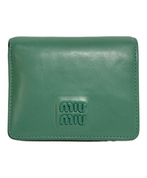 MIU MIU（ミュウミュウ）MIU MIU (ミュウミュウ) ロゴウォレット グリーンの古着・服飾アイテム