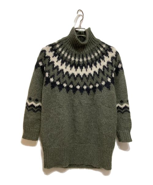 BATONER（バトナ―）BATONER (バトナ―) モヘアノルディックタートルネック アイボリー×オリーブ サイズ:1の古着・服飾アイテム