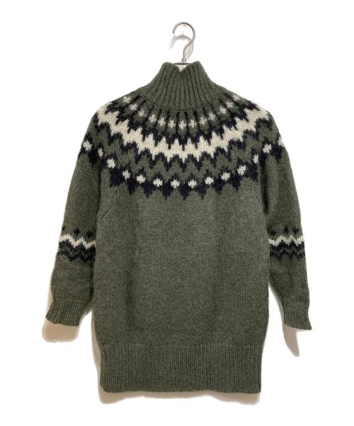 BATONER（バトナ―）BATONER (バトナ―) モヘアノルディックタートルネック アイボリー×オリーブ サイズ:1の古着・服飾アイテム