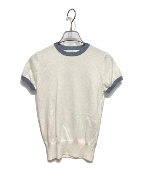 extreme cashmere（エクストリーム カシミア）extreme cashmere (エクストリーム カシミア) カシミヤブレンド半袖ニット グレー×アイボリー サイズ:記載無しの古着・服飾アイテム