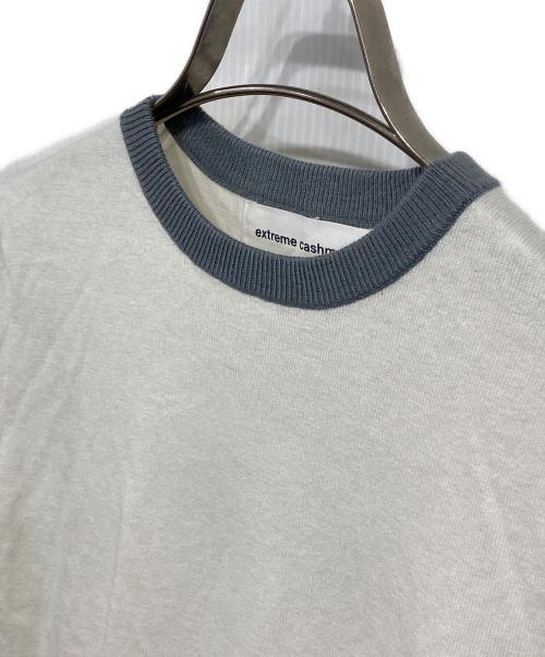 extreme cashmere（エクストリーム カシミア）extreme cashmere (エクストリーム カシミア) カシミヤブレンド半袖ニット グレー×アイボリー サイズ:記載無しの古着・服飾アイテム